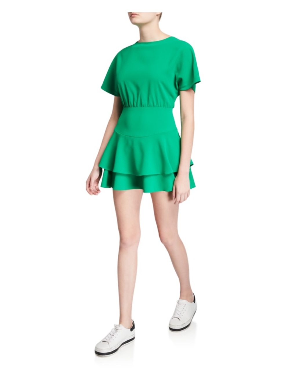 Alice + Olivia Palmira Emerald Green Tie Back Flounce Dress 4